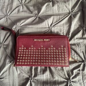 Michael Kors Maroon Wallet with Gold Accents